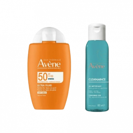 Avène duo ultra fluide SPF 50+ Cleanance gel nettoyant 100 ml