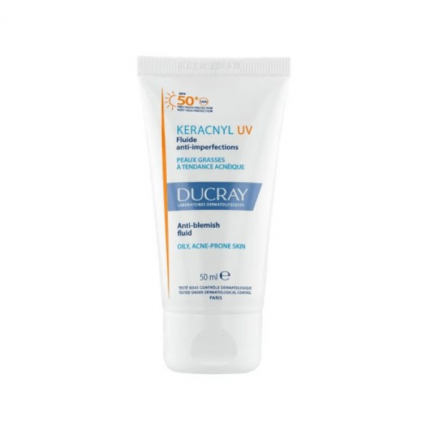 ducray keracnyl uv fluide anti-imperfections peaux grasses a tendance acneique 50m