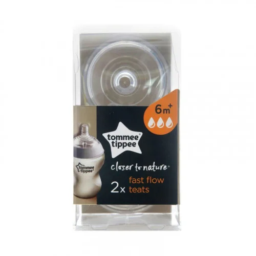tommee-tippee-closer-to-nature-2-tetines-debit-rapide-6m Tommee tippee tetine anti-colique fast flow 6m+B/2 – Image 1
