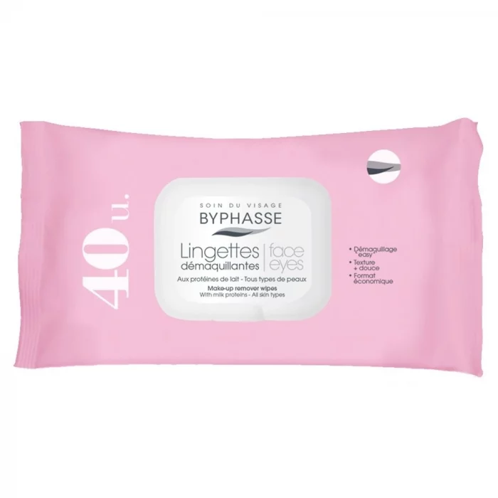 byphasse lingettes démaquillantes protéines 40 unités – Image 1