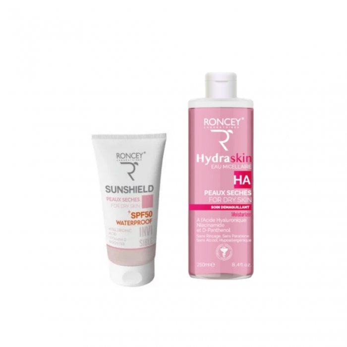 Roncey Sunshield peaux sèches SPF50+ Invisible 50ml+Eau micellaire 250ml (offert) – Image 1