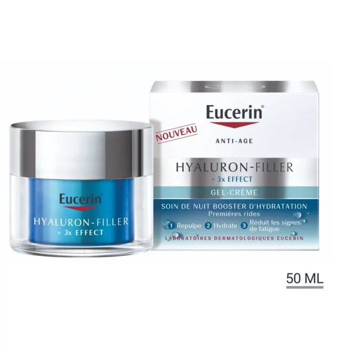 eucerin hyaluron filler+3*effect gel crème soin nuit booster d’hydratation 50ml – Image 1